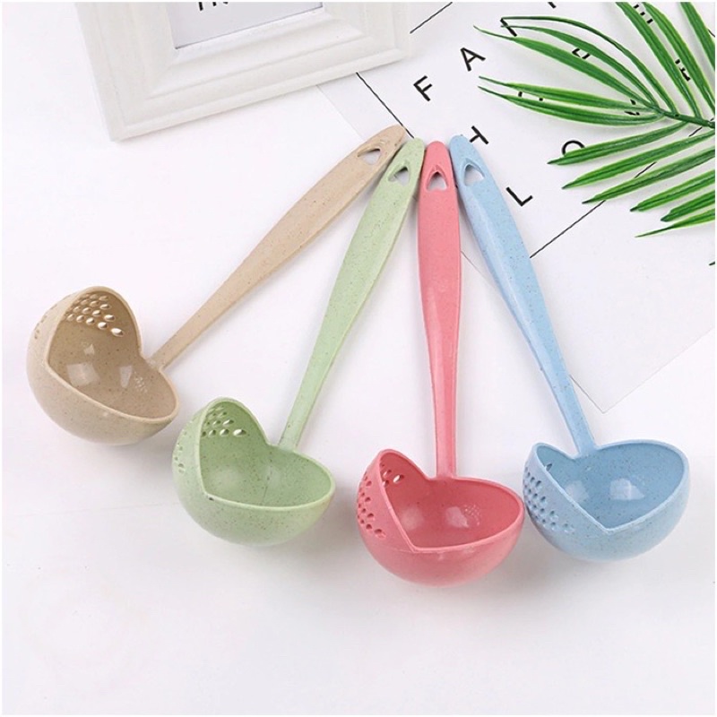 Vá Ăn Lẩu, Múc Canh, Vớt Thức Ăn 2 Trong 1 Bằng Nhựa Lúa Mạch An Toàn Tiện Lợi