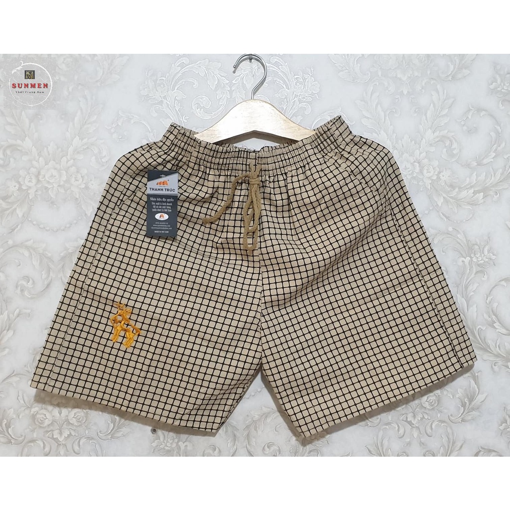[HCM] Quần Đùi Nam Kaki Kẻ Sọc Caro Ngắn Vải Mỏng Mịn Trung Niên Mặc Nhà SUNMEN Size Từ 50kg - 85kg