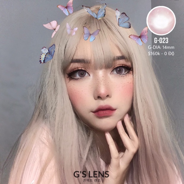 Kính Áp Tròng G'S LENS mã G-023 PINK Hồng Trơn Tây 0 Độ