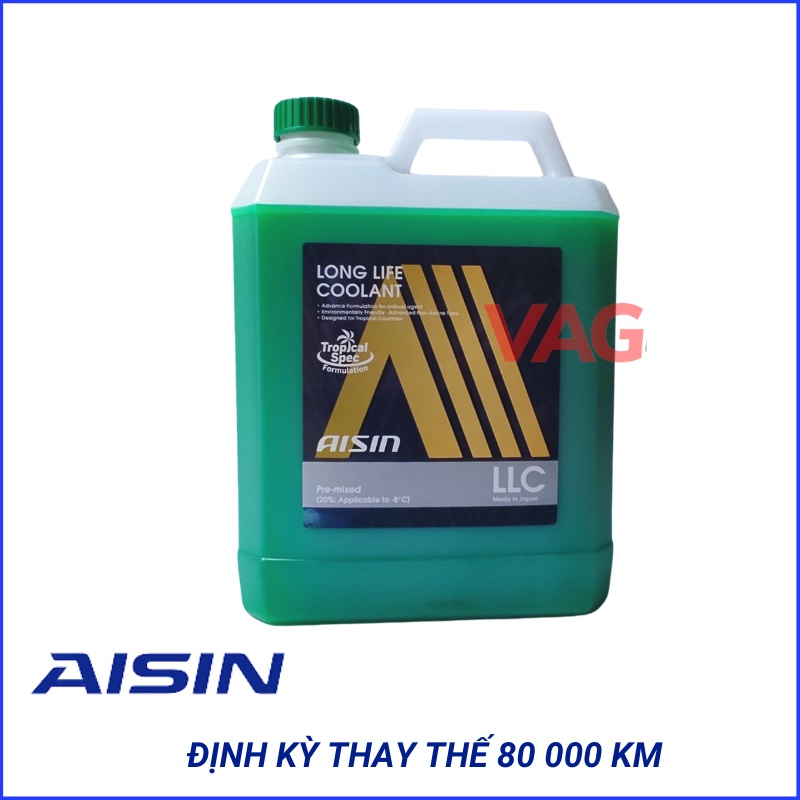 Nước Làm Mát Động cơ Ô tô Xanh, Đỏ  Aisin LLC 4 Lít Xuất xứ Nhật bản
