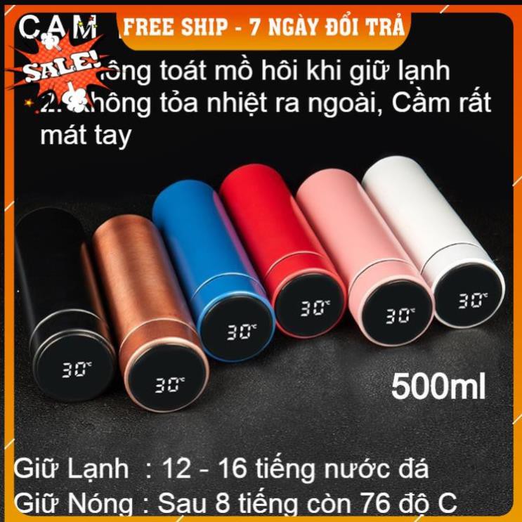[FREESHIP TOÀN QUỐC] Bình Giữ Nhiệt 500ml Nắp Cảm Ứng Nhiệt Độ Inox 304 Cao cấp
