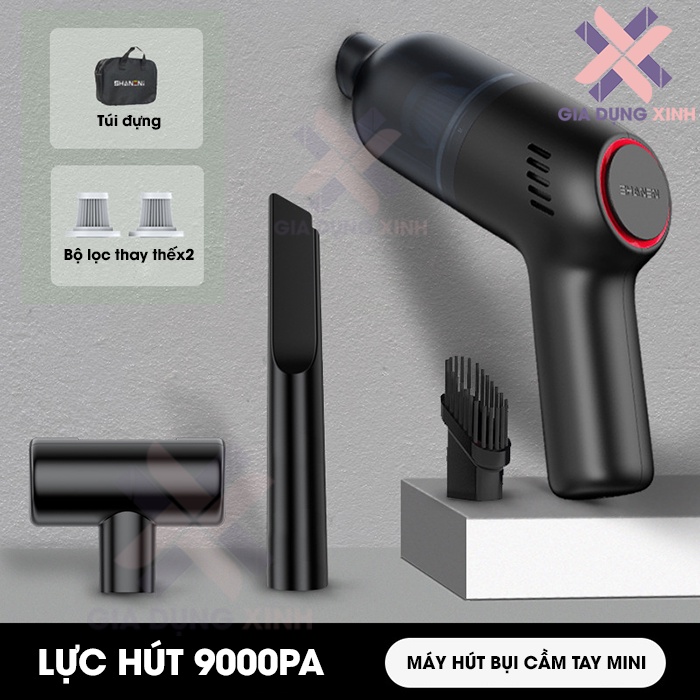 Máy hút bụi cầm tay không dây mini , hút bụi ô tô, sofa, giường, tủ lực hút mạnh 9000PA, hút liên tục 30phút