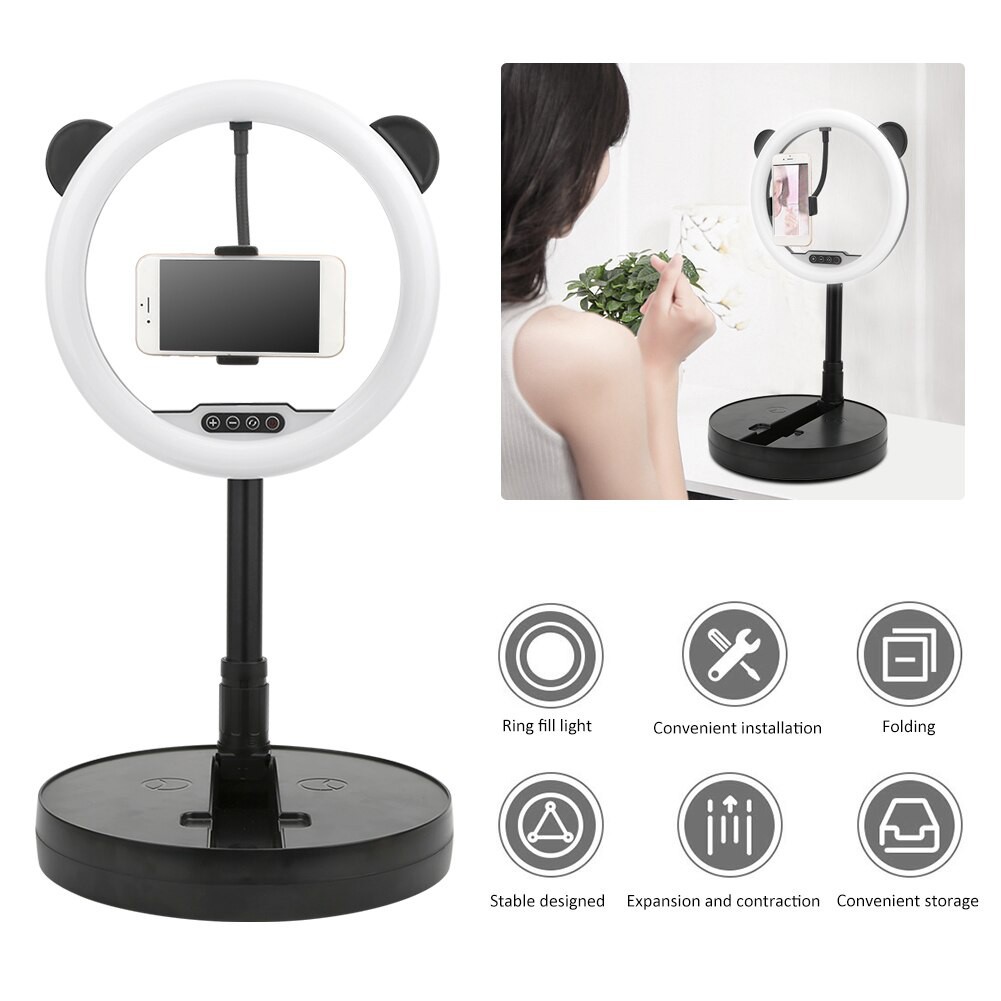 Đèn Gấp Livestream Makeup 26cm, Đèn Tai Gấu Kute - Chỉnh 3 Màu Đèn - Sáng Tối - Gấp Gọn - Tiện Lợi - Bảo Hành 6 Tháng