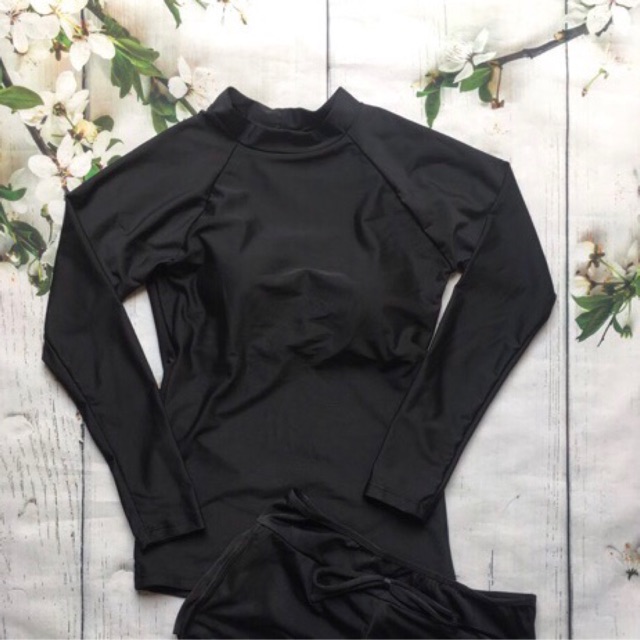 Set sao bơi dài tay và quần dây rút màu đen | BigBuy360 - bigbuy360.vn