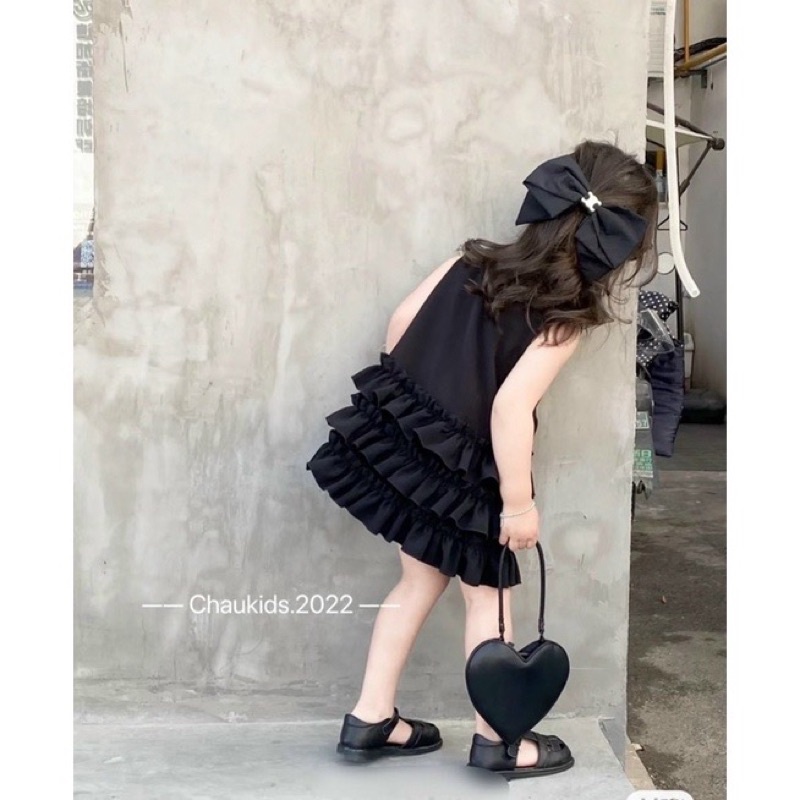 Váy sát nách đuôi cá tầng bèo đen cho bé gái từ 10-20kg💋