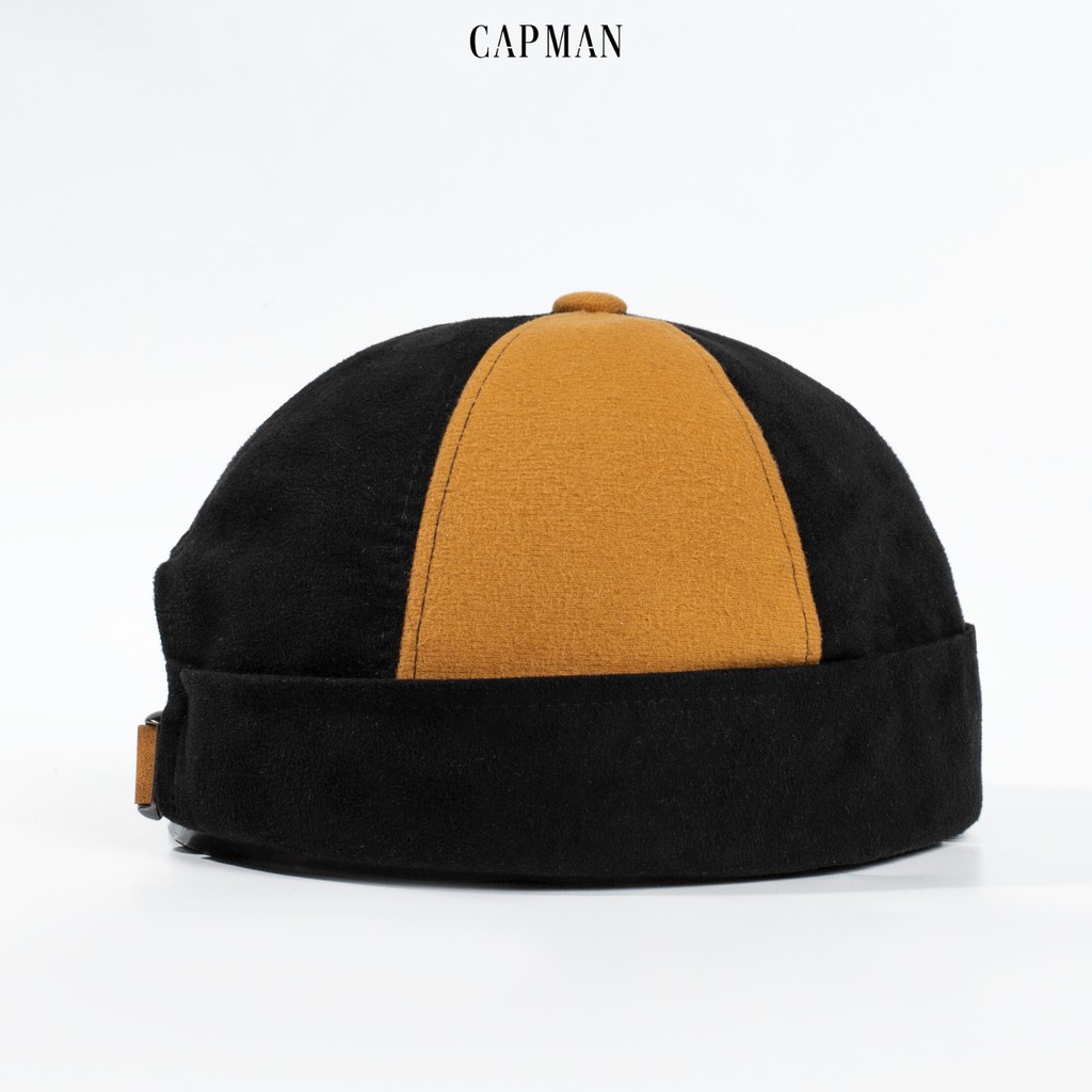 Mũ beanie không vành CAPMAN chính hãng full box, nón nam nữ vải da lộn phong cách hàn quốc CM110 màu đen nâu