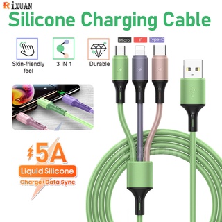 Dây cáp sạc usb 5a bằng silicon lỏng 3 trong 1 cho iphone type-c android