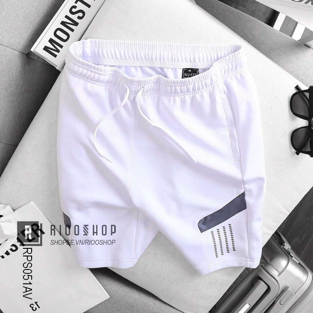 Quần thun nam thể thao ngắn đơn giản phối 3 đường kẻ RPS051av - quần short thun nam Riooshop | BigBuy360 - bigbuy360.vn