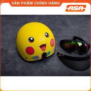 Mũ Bảo Hiểm Pikachu tặng Kính phượt UV 7màu _Pikachu K.T.. - ASA HELMETS