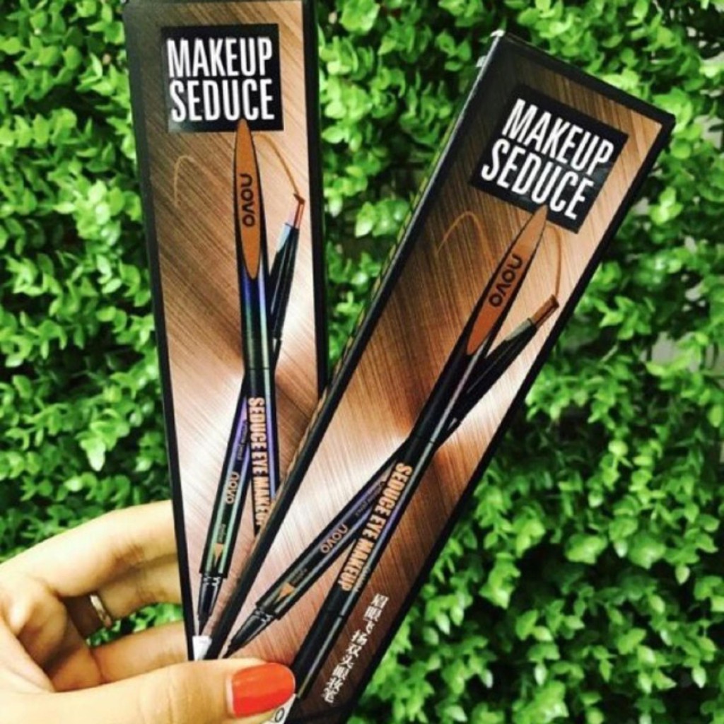 Bộ Chì Kẻ Mày & Kẻ Mí 2 Đầu 2in1 NOVO Seduce Eye Makeup No.01 - Nâu Đen