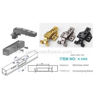 [ Hàng đẹp giá tốt ] Bản lề giảm chấn cho cánh tủ khung nhôm kính H3506 (có ảnh thật và video sản phẩm)
