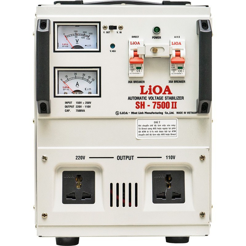 Ổn áp 1 pha LIOA SH-7500II 7.5kVA là loại tiết kiệm điện siêu bền hàng tốt nhất
