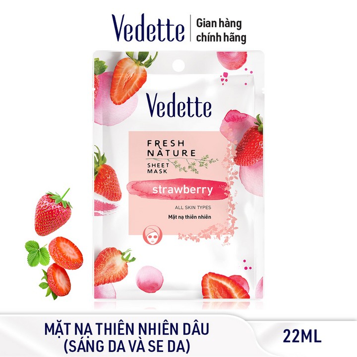 Combo 3 Mặt nạ Thiên nhiên Dâu tây Vedette 22ml x 3