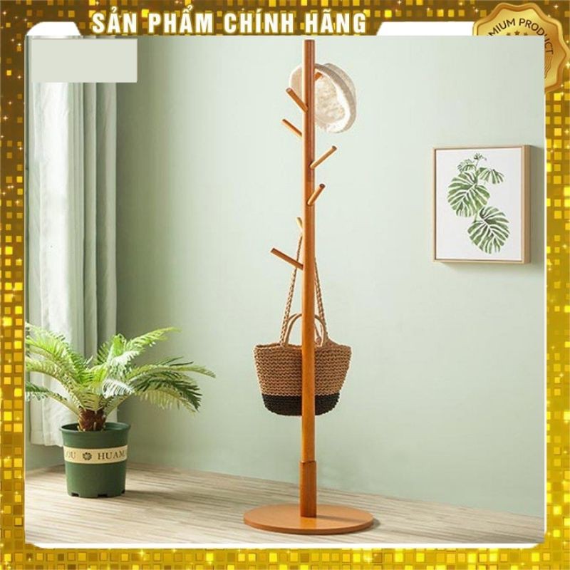 Cây Móc treo Quần,Áo,Mũ,Túi-Chất Liệu Gỗ tự nhiên, kiểu dáng Hàn Quốc; Giá treo quần áo đế tròn gỗ tự nhiên