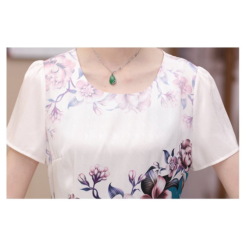 Đầm Hoa Dáng Ôm Phong Cách Phương Tây Thời Trang Mùa Hè Sang Trọng Cho Nữ Trung Niên