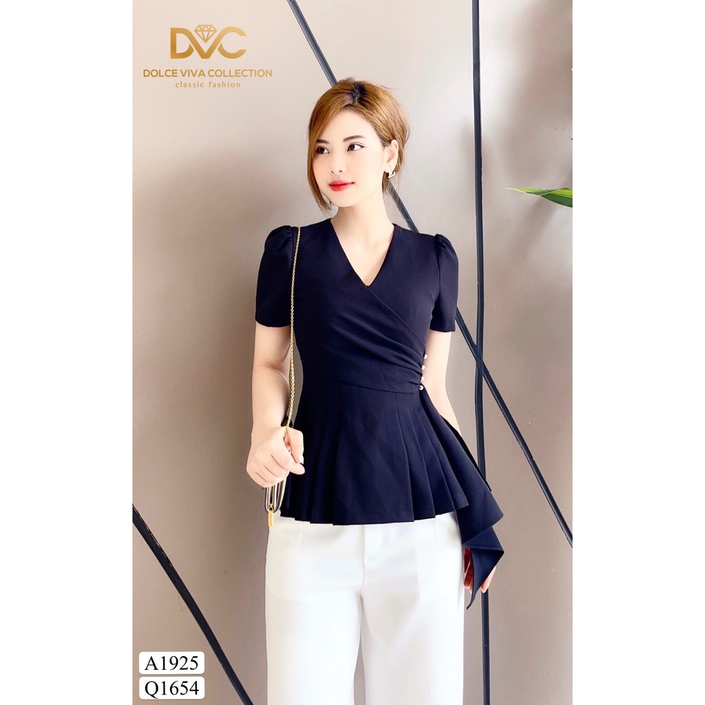 Áo peplum đen eo đính ngọc A1925 - Đẹp Shop DVC (Kèm ảnh thật trải sàn do shop tự chụp)