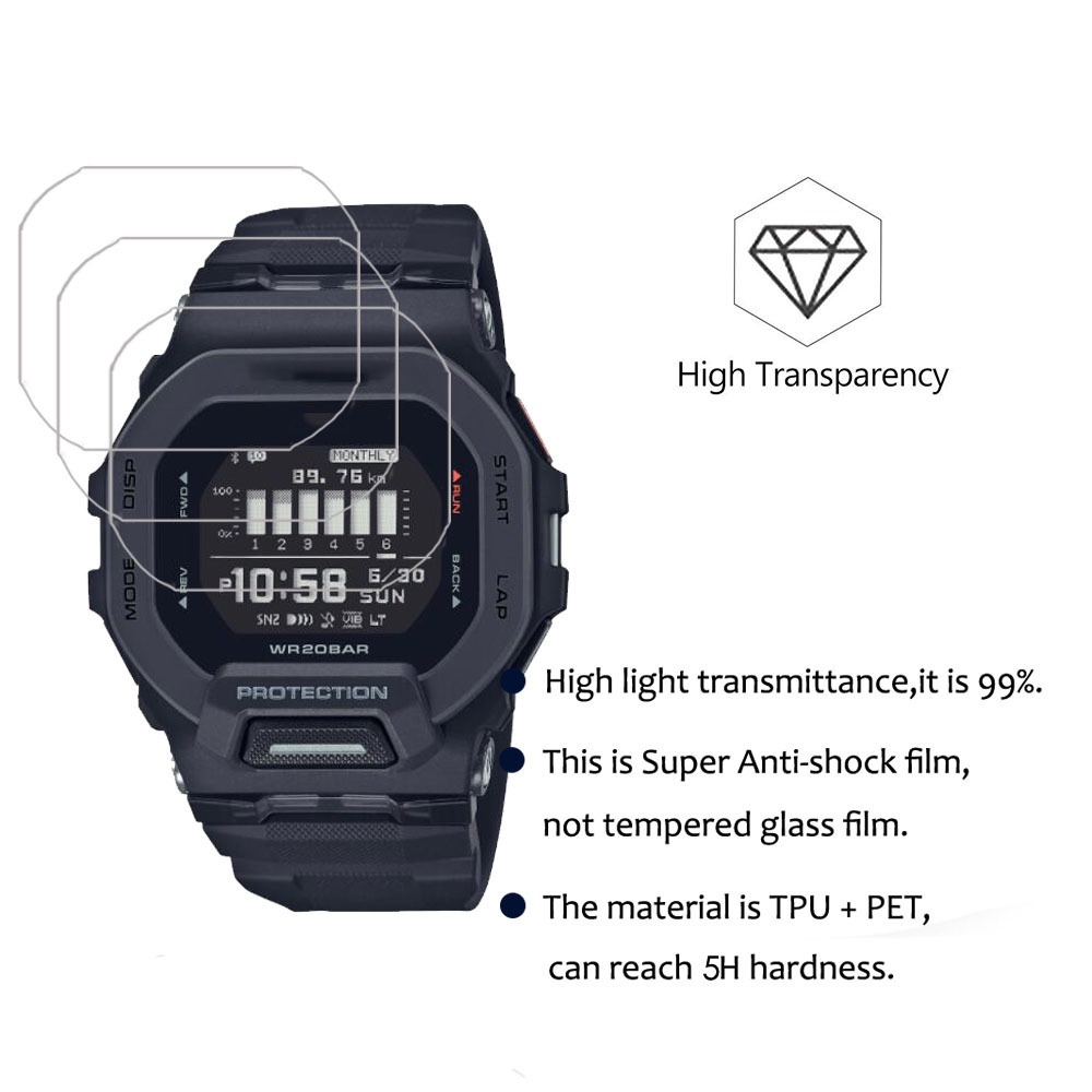 Set 3 Phim Nano Trong Suốt Dán Bảo Vệ Màn Hình Chống Cháy Nổ Cho Casio G-SHOCK DW-5600 / 5610 GW6900 DW6900 GBD-200