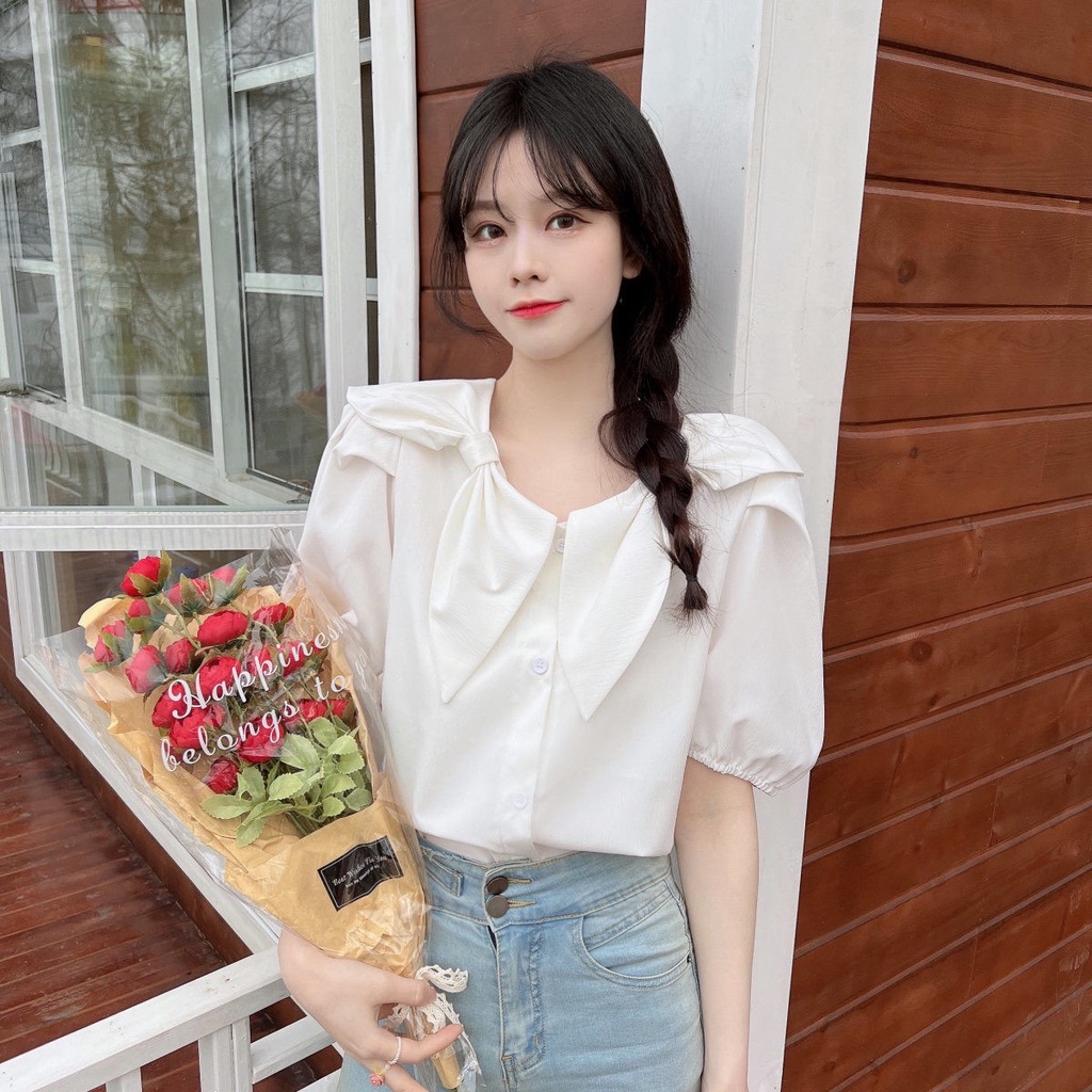Áo Sơ Mi Tay Ngắn Phồng Thời Trang Mùa Hè Xinh Xắn