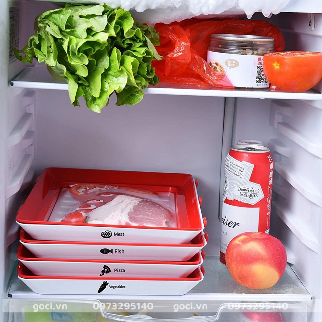 Hộp nhựa đỏ có màng bảo quản thực phẩm tủ lạnh trữ đông màng bọc siêu bền kín khí kháng khuẩn đa năng tiện lợi