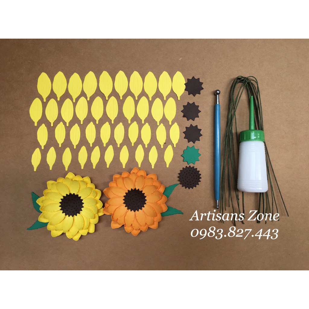 Hoa giấy handmade - Set nguyên liệu hoa hướng dương