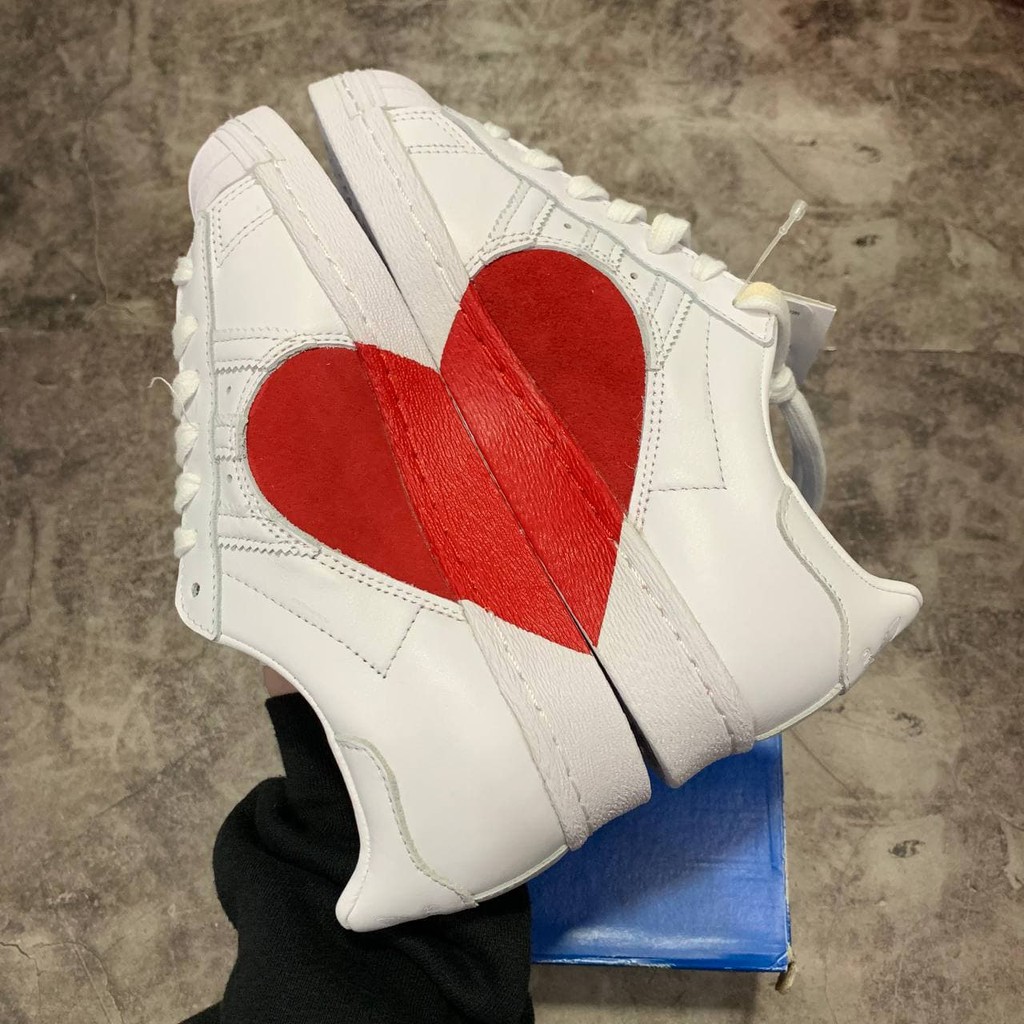 Giày Adidas SuperStar 80s HH W - CQ3009 - Trắng Trái Tim