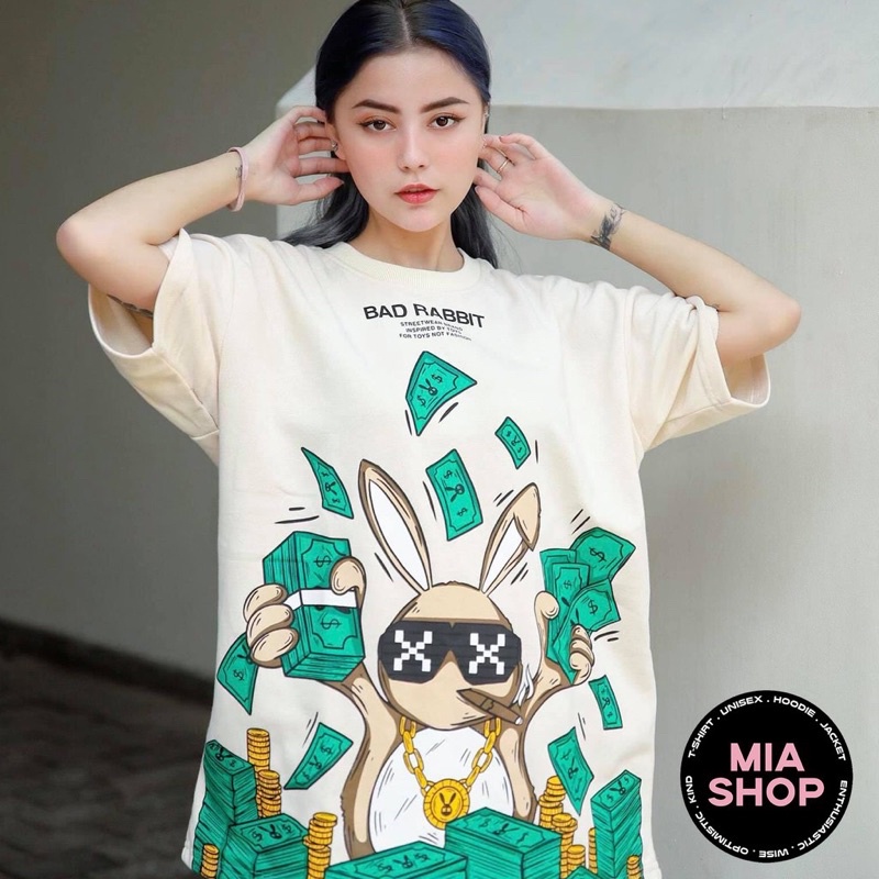 Áo thun tay lỡ MIA, Áo phông nữ form rộng dáng Unisex/Ulzzang mặc lẻ cặp nhóm hình RABIT