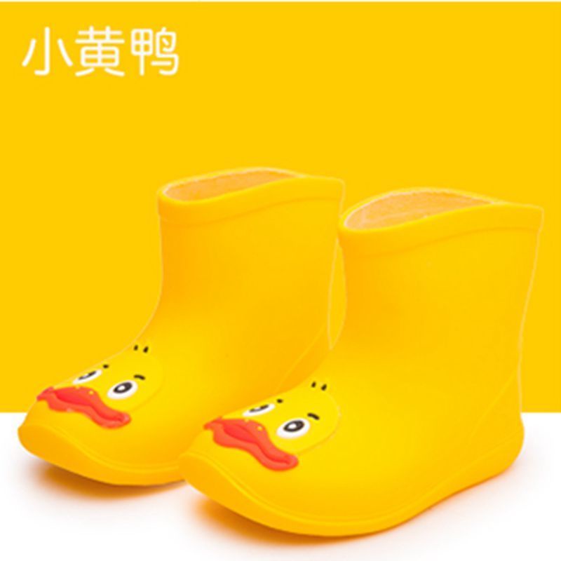 Giày Bốt Đi Mưa Chống Trượt Không Thấm Nước Hình Chú Vịt Vàng Dễ Thương Cho Bé