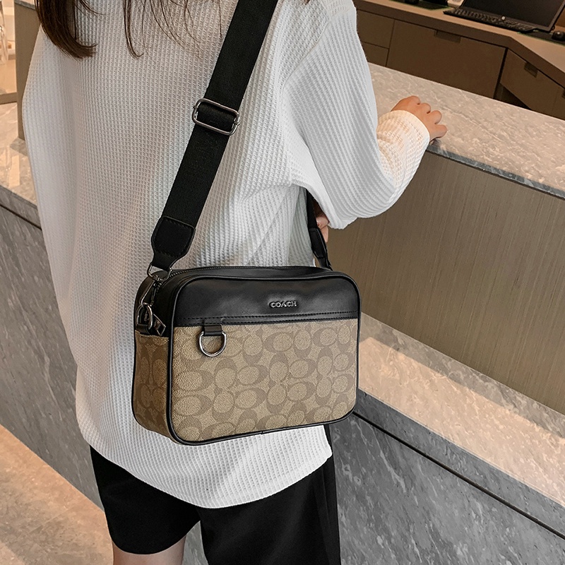 Coach Túi đeo Chéo Nam Thời Trang Vải Da, Unisex Phong Cách Cá Tính Hàn Quốc