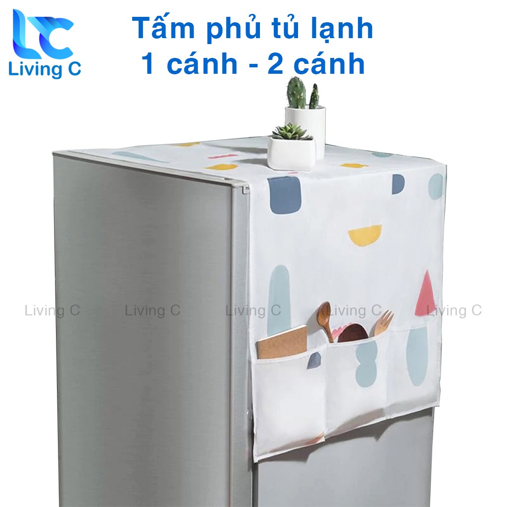 Tấm phủ tủ lạnh bằng vải PEVA miếng lót tủ lạnh chống thấm có túi cao cấp Living C _P45