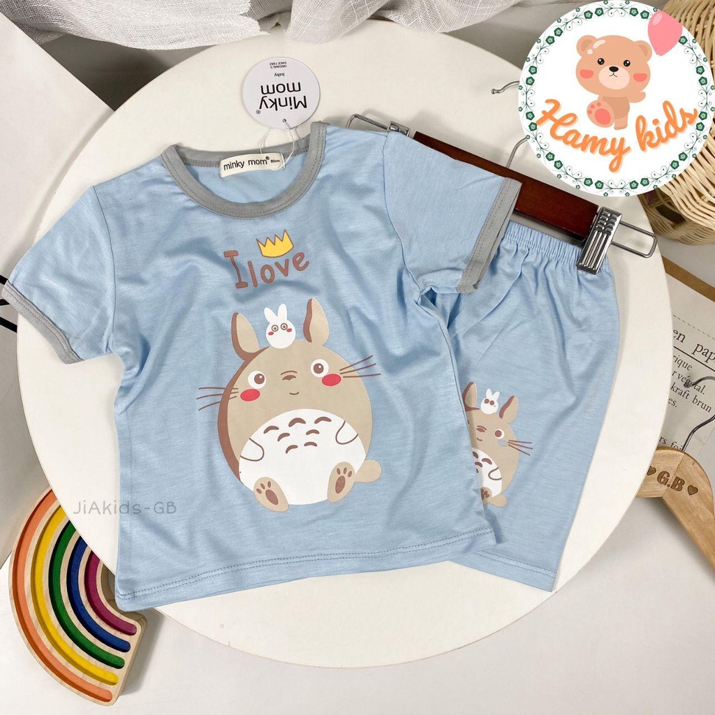 Đồ Bộ Cộc Tay Minky Mom Chính Hãng Thun Lạnh Tay Ngắn Hình in Gấu Bò Sữa Bé Trai Bé Gái Từ 0-5 Tuổi Dưới 20kg - Hamykids