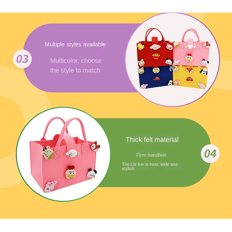 Túi tote xách tay JASMIN NOIR bằng vải nỉ hình hộp dễ thương tùy chọn màu sắc thời trang dành cho nữ