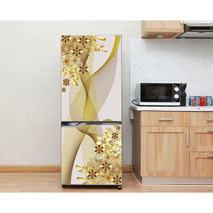 Decal dán tủ lạnh - Mẫu Hoa Ngọc - Chất liệu cao cấp - Có sẵn keo dán