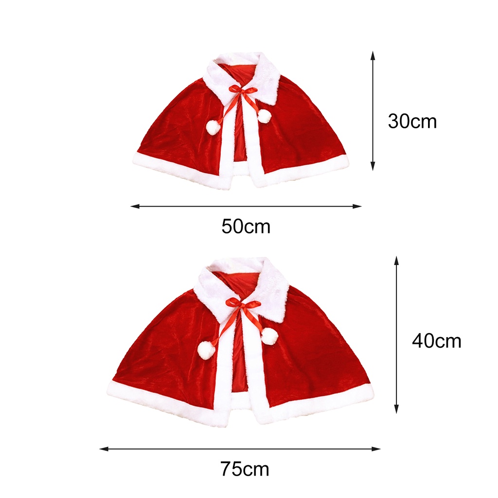 Áo choàng cổ bẻ đính quả bông và nơ phong cách giáng sinh dành cho trẻ em và người lớn
 | BigBuy360 - bigbuy360.vn