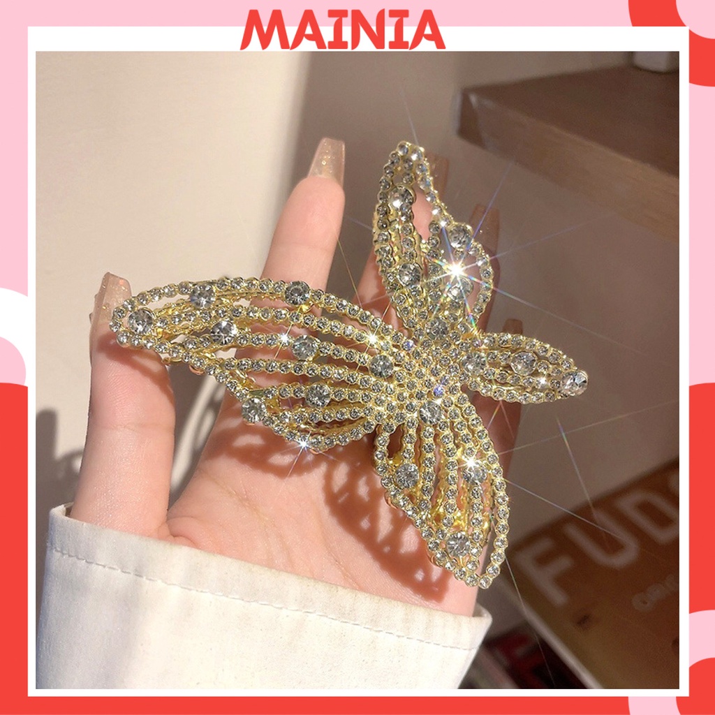 [Cao Cấp] Kẹp Tóc Càng Cua Kim Loại Hàn Quốc Butterfly Đính Đá Siêu Sang Chảnh Dự Tiệc Mainia Shop