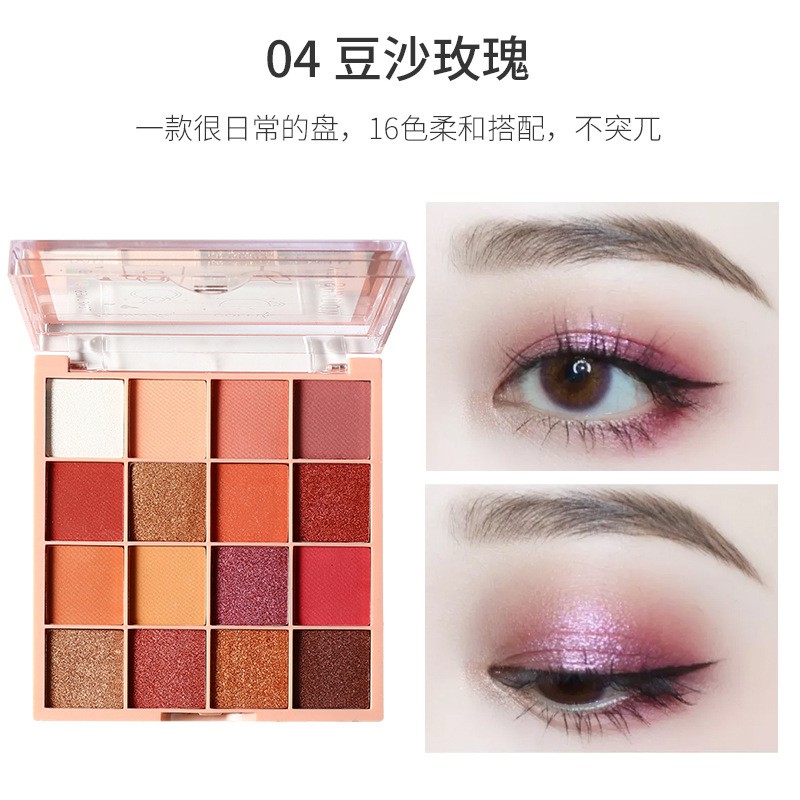 (Bán Buôn – Sỉ) Bảng Phấn Mắt Lameila Tutu 16 ô màu Eye Shadow Coffee x Lemon Tea Có Nhũ ( Chustore P31) | BigBuy360 - bigbuy360.vn