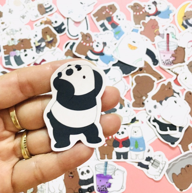 Bộ 30-50 Sticker gấu bare bears , Sticker ba anh em nhà gấu