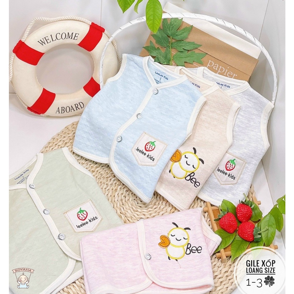 Áo Gile Nỉ Xốp Thu Đông  Bé Trai Bé Gái  Leeleekids Hình Thêu Dễ Thương GL01