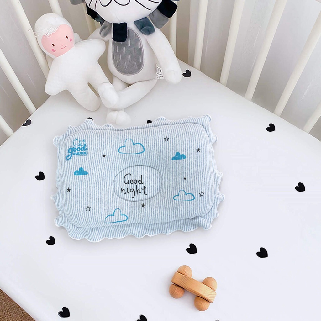 Gối lõm cho bé sơ sinh Goodmama chất liệu Cotton Mềm mại - Thoáng mát - Kháng khuẩn