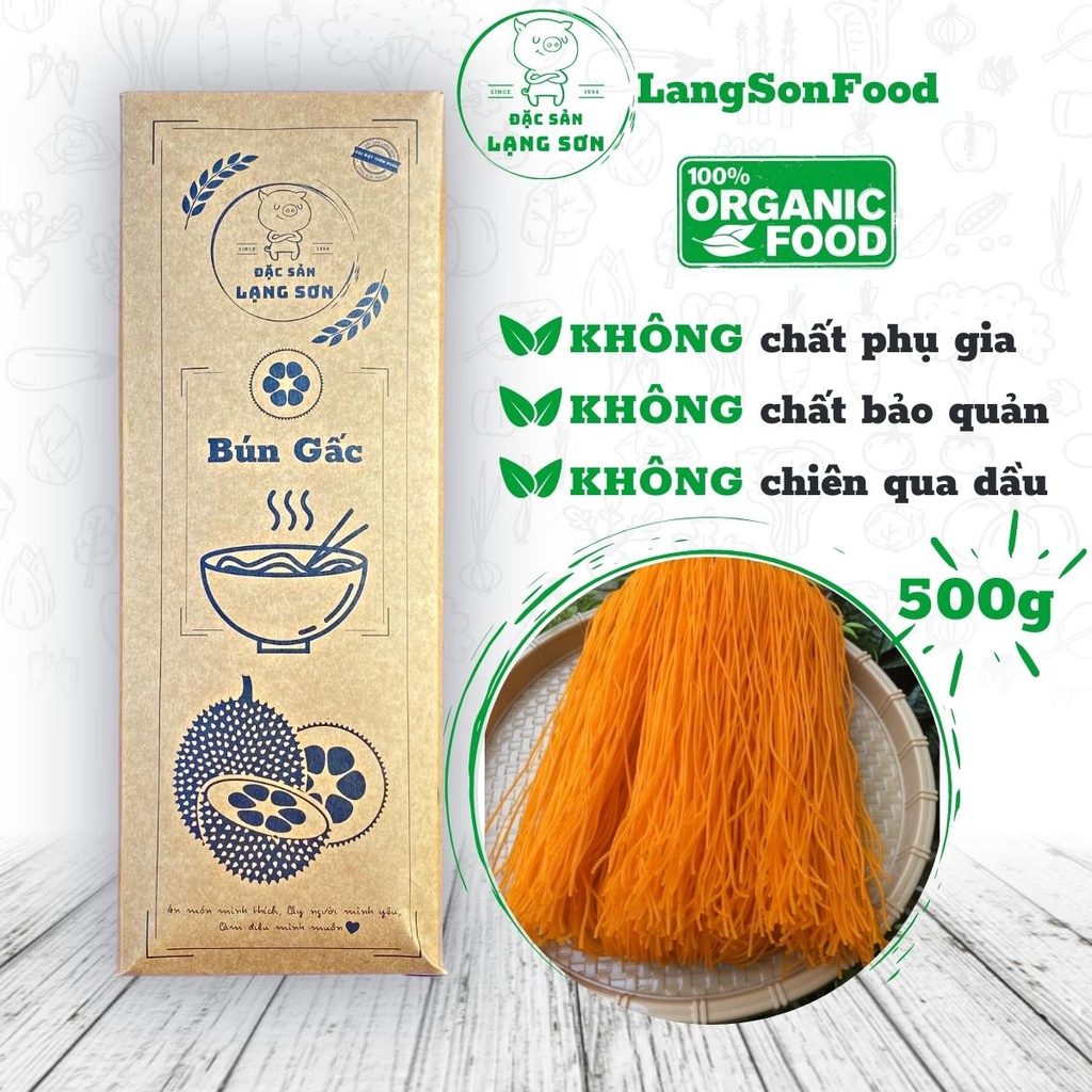 Bún gạo khô giảm cân eat clean ăn kiêng làm từ gấc LangSonFood giàu dinh dưỡng sạch chuẩn gói 500g