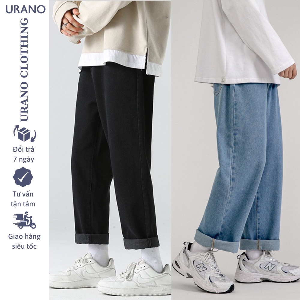 Quần baggy nam ống suông, quần Jean ống rộng nam chuẩn thiết kế hàn quốc