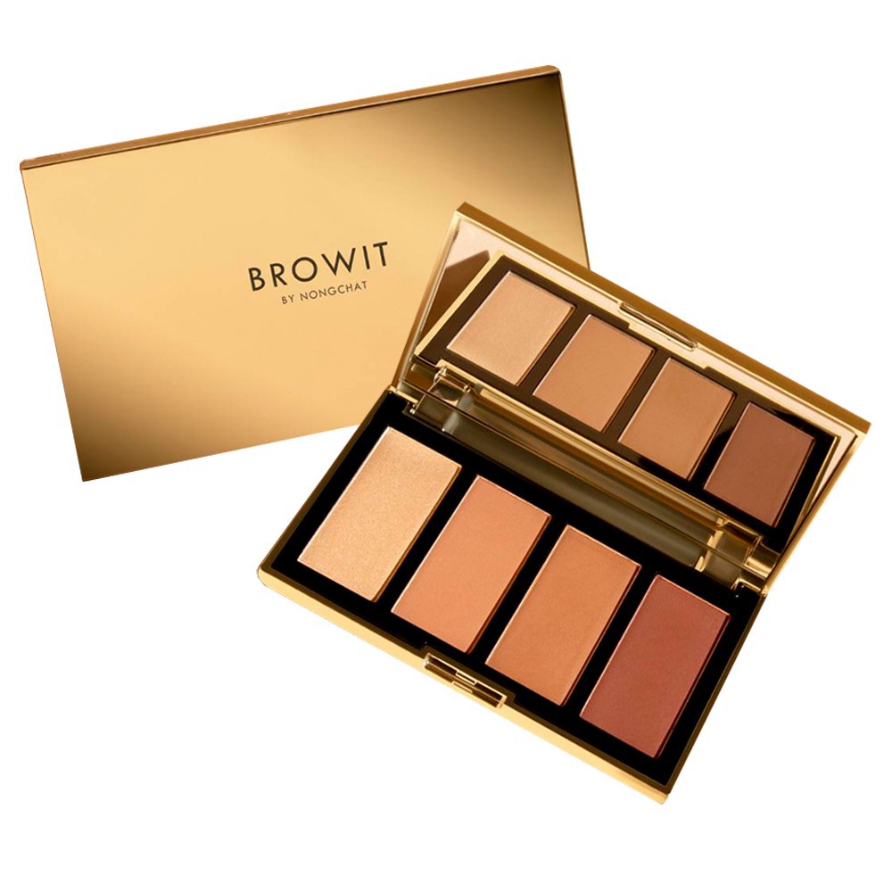 Bộ phấn make up chuyên nghiệp dành cho mắt và tạo sáng cho mặt Browit By Nongchat Highlight and Contour Pro Palette