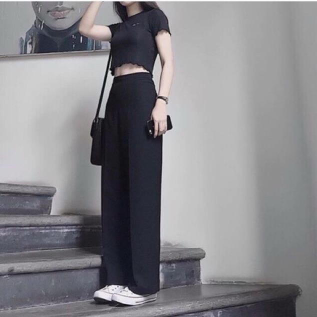 Quần ống rộng nữ ống rộng culottes dáng dài vải cát hàn | BigBuy360 - bigbuy360.vn