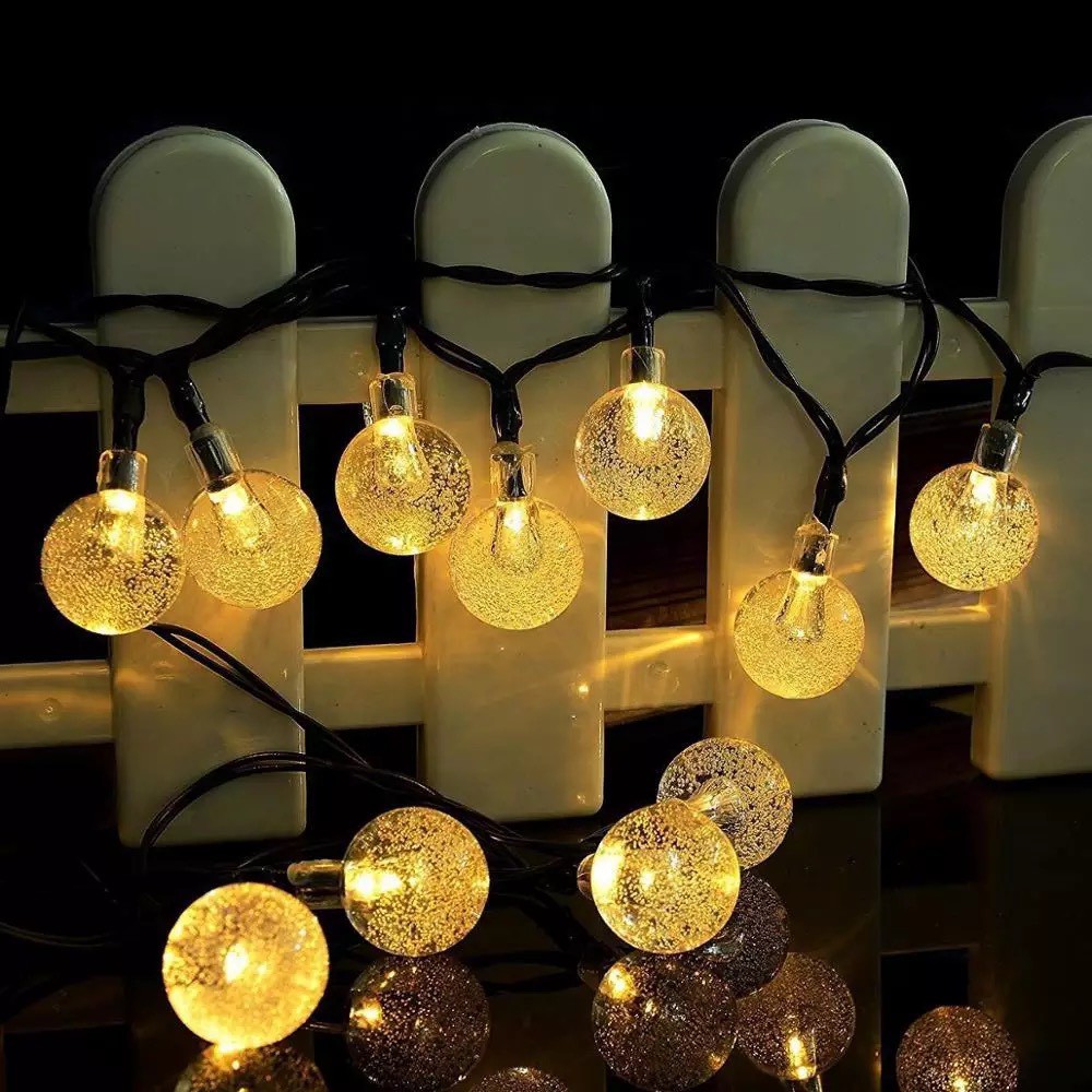 (Cắm Điện-10 Mét) Dây Đèn Led Trang Trí Bi Bọt Bóng Pha Lê Có Phích Nối Dài Dây Decor Tiệc Noel Lễ Tết