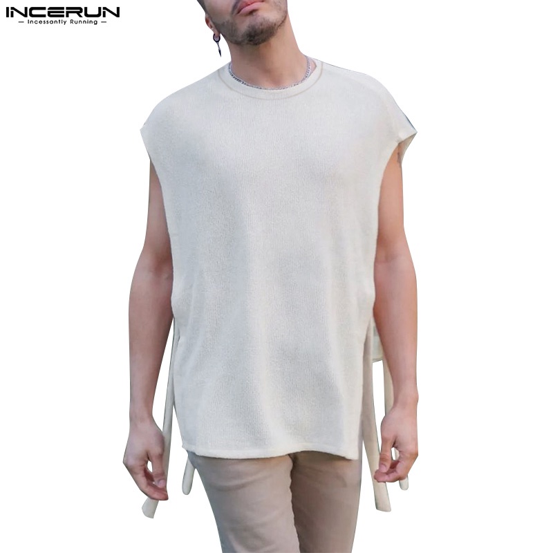 Áo thun 3 lỗ INCERUN cổ tròn màu trơn thời trang hè cho nam