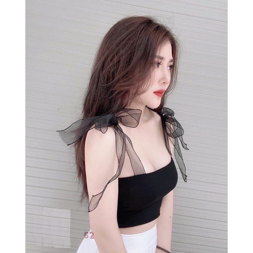 [HÌNH THẬT] ÁO HAI DÂY CỘT NƠ THUN NỮ CROPTOP ÔM BODY CO GIÃN HOT GIRL ULZZANG HÀN QUỐC SWAG CHẤT 36