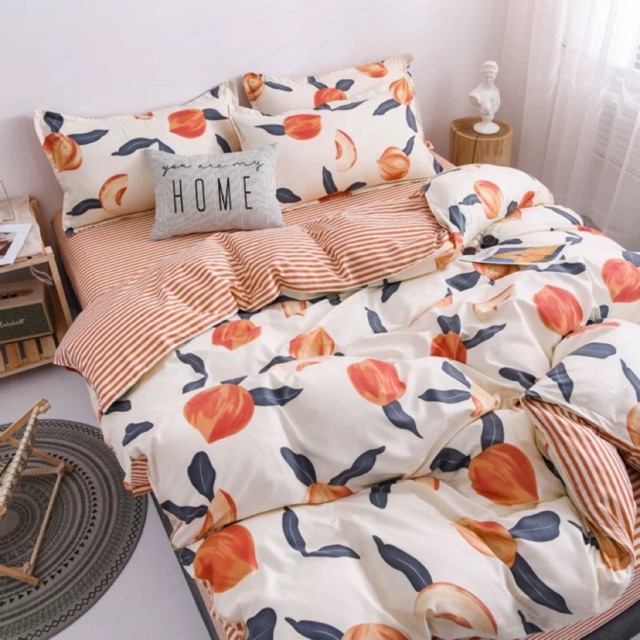 Set chăn ga gối boss decor chọn mẫu họa tiết hoa quả