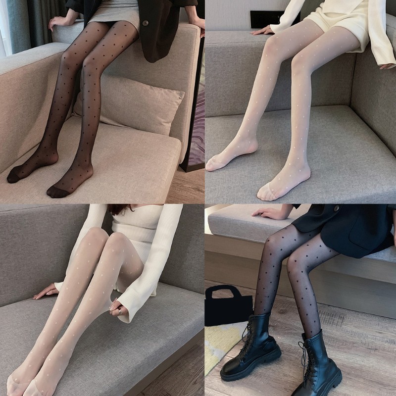 Quần Tất Lưới In Hình Trái Tim Phong Cách Lolita