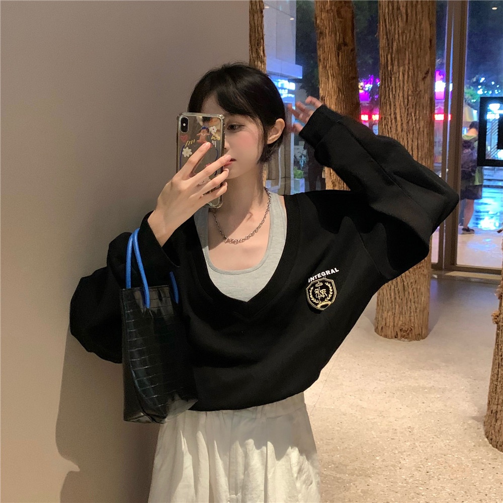 Áo thun nữ dài tay dáng rộng phong cách Hàn Quốc thời trang