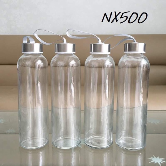 Bình nước dây xách thủy tinh cao cấp đựng caphe ép trái cây detox 500ml Shop Nhà Hũ