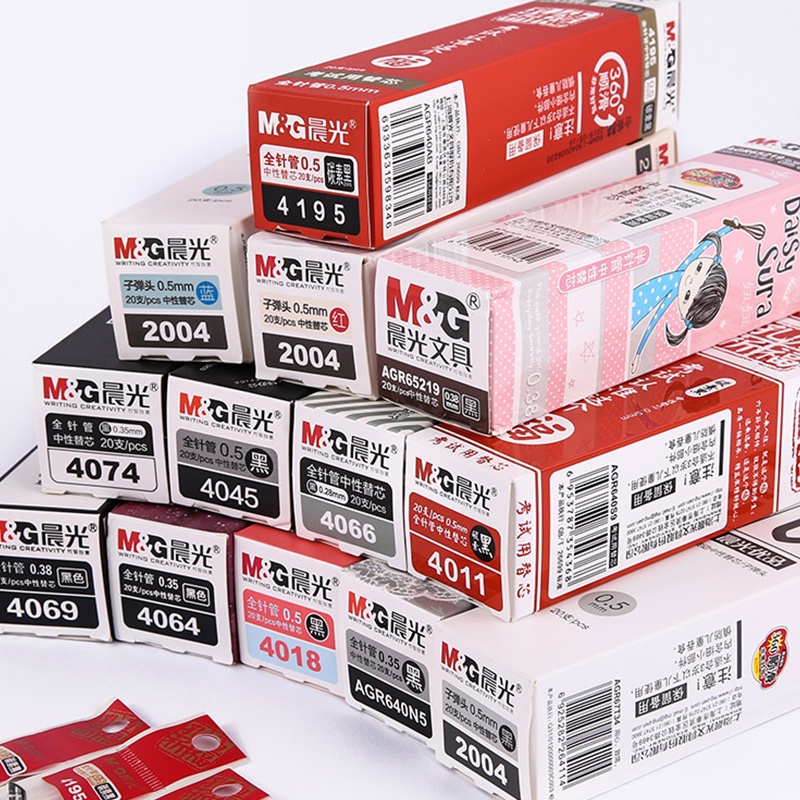 M&amp;g. Set 20 Bút Bi Ngòi 0.5mm Màu Đen Đỏ/Đỏ/Xanh Dương